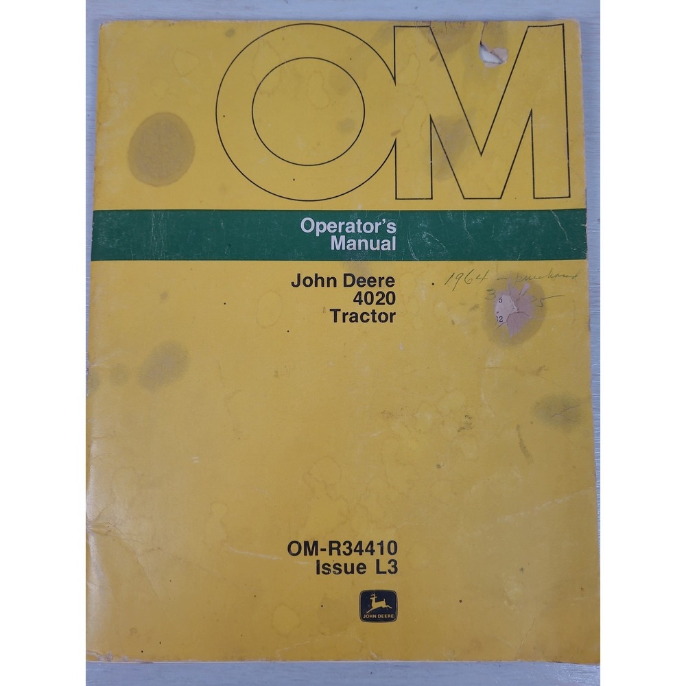 Vintage John Deere 4020 Tractor Operator's Manual OM-R34410 Issue L3 1964
